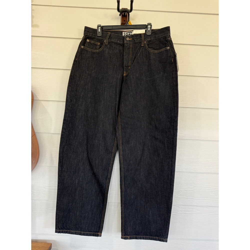 #D- 047- KBB by Kahlana Barfield Brown Barrel Leg Jeans Dark Indigo Denim NWT